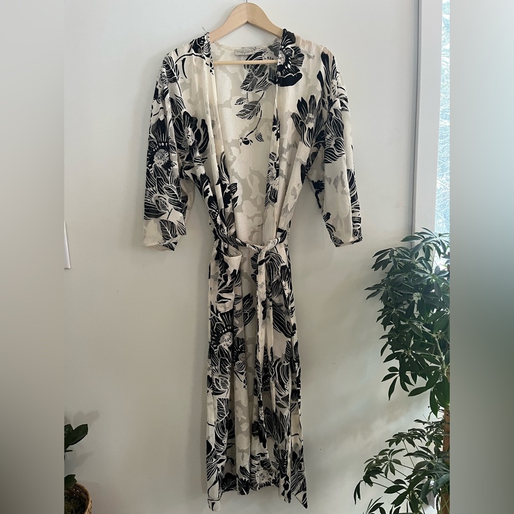 Sheer wrap dress with pockets
